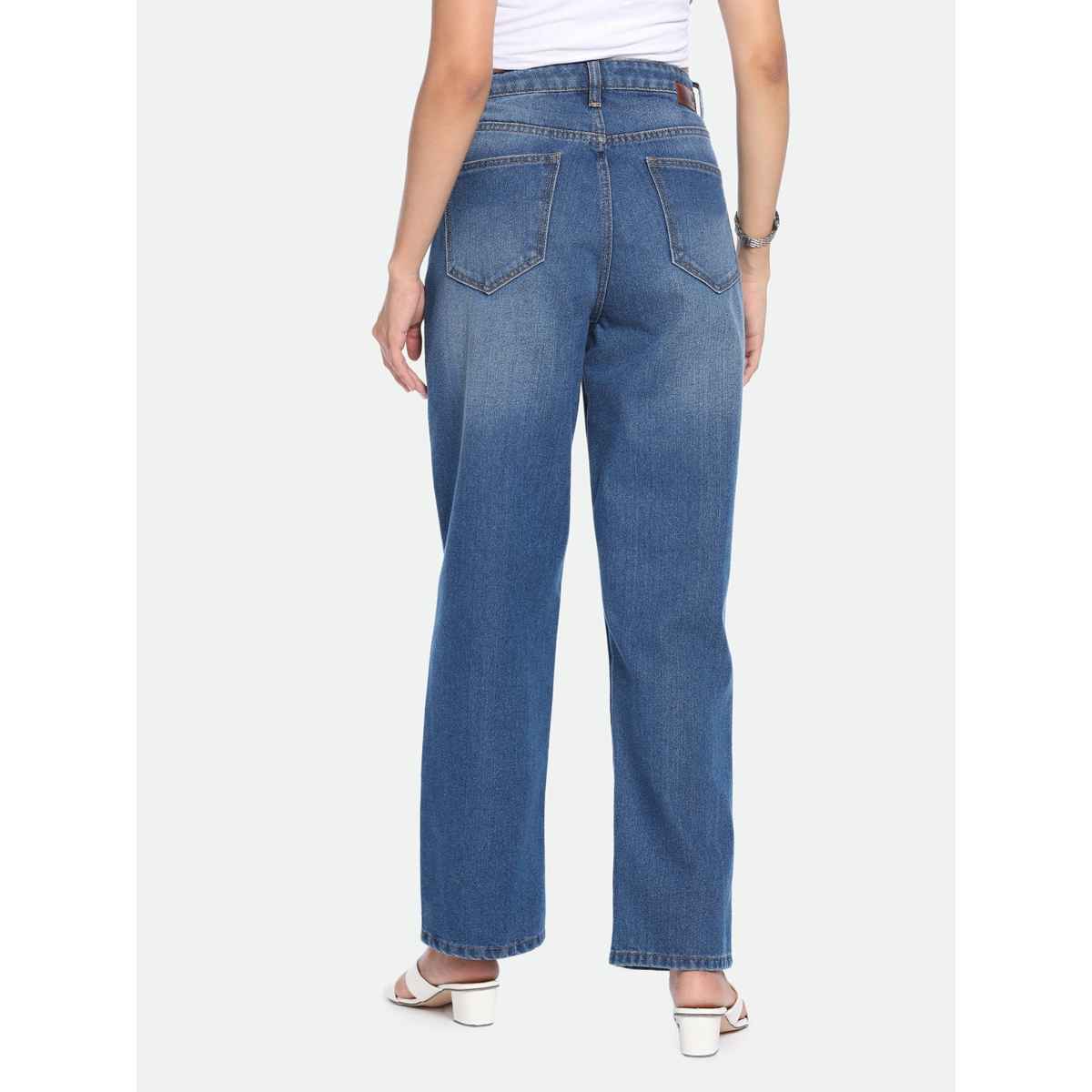 DL Women's Relaxed Fit High-Rise Light Fade Pure Cotton Jeans | DLWJNW23018 | Indigo - 28