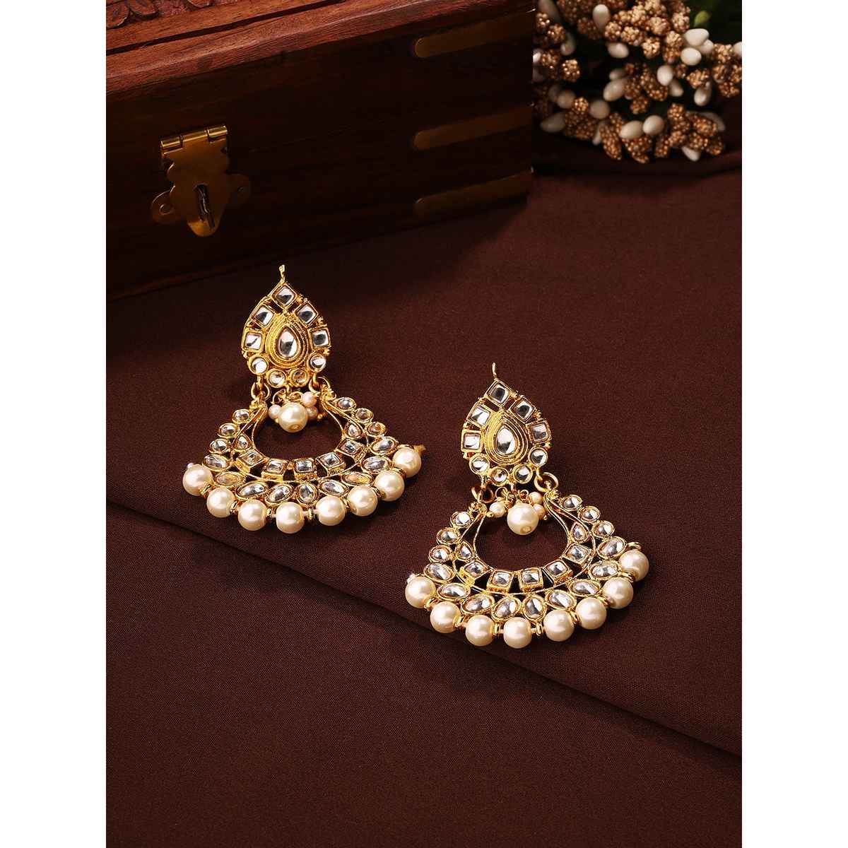 Priyaasi Rodium Plated American Diamond Mint Stone Studded Drop Earrings