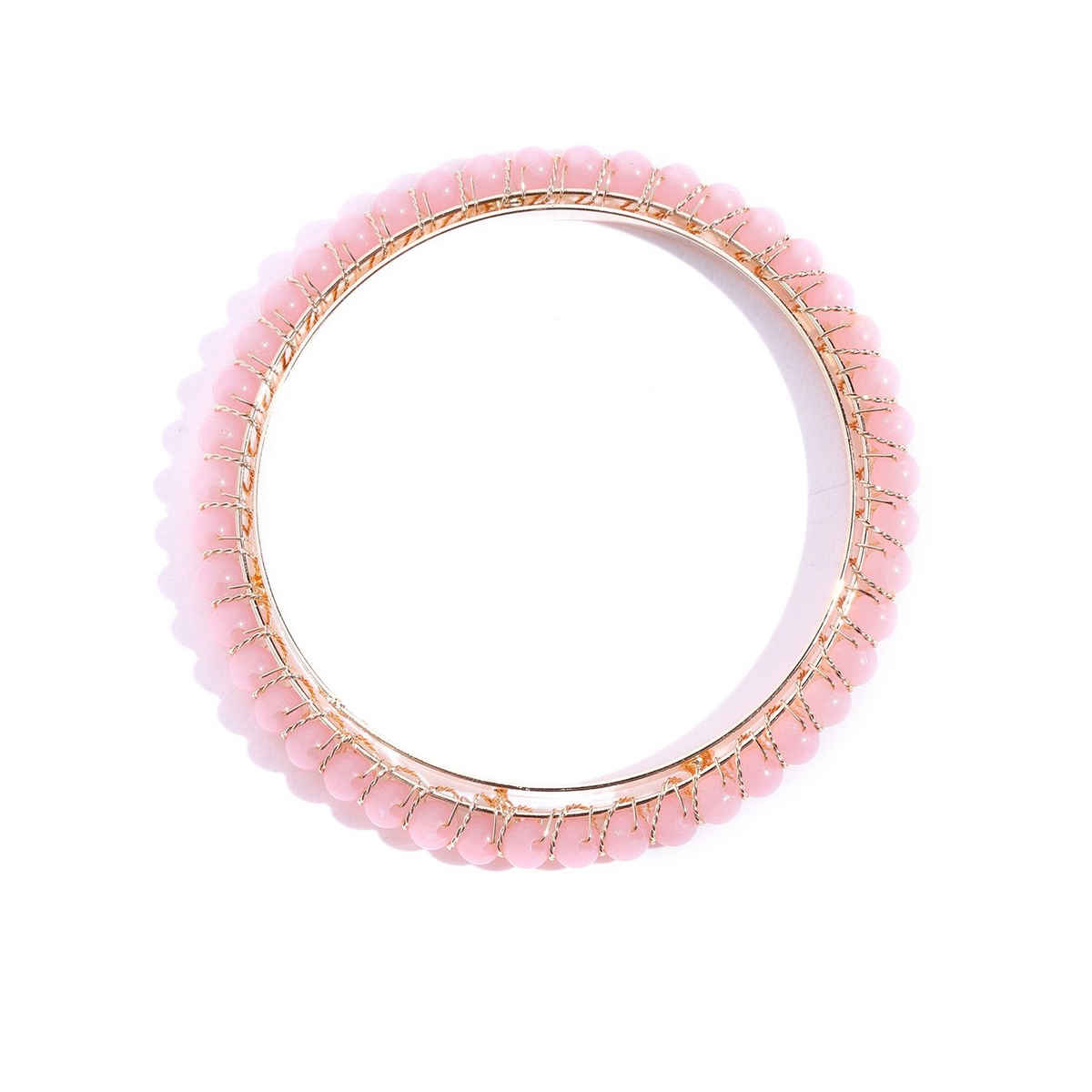 Priyaasi Set Of 4 Gold-Plated Pink Beaded Bangles