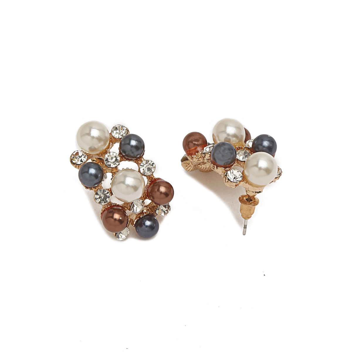 YouBella Gold-Plated Brown & White Stone-Studded Jewellery Set (YBNK - 50347)