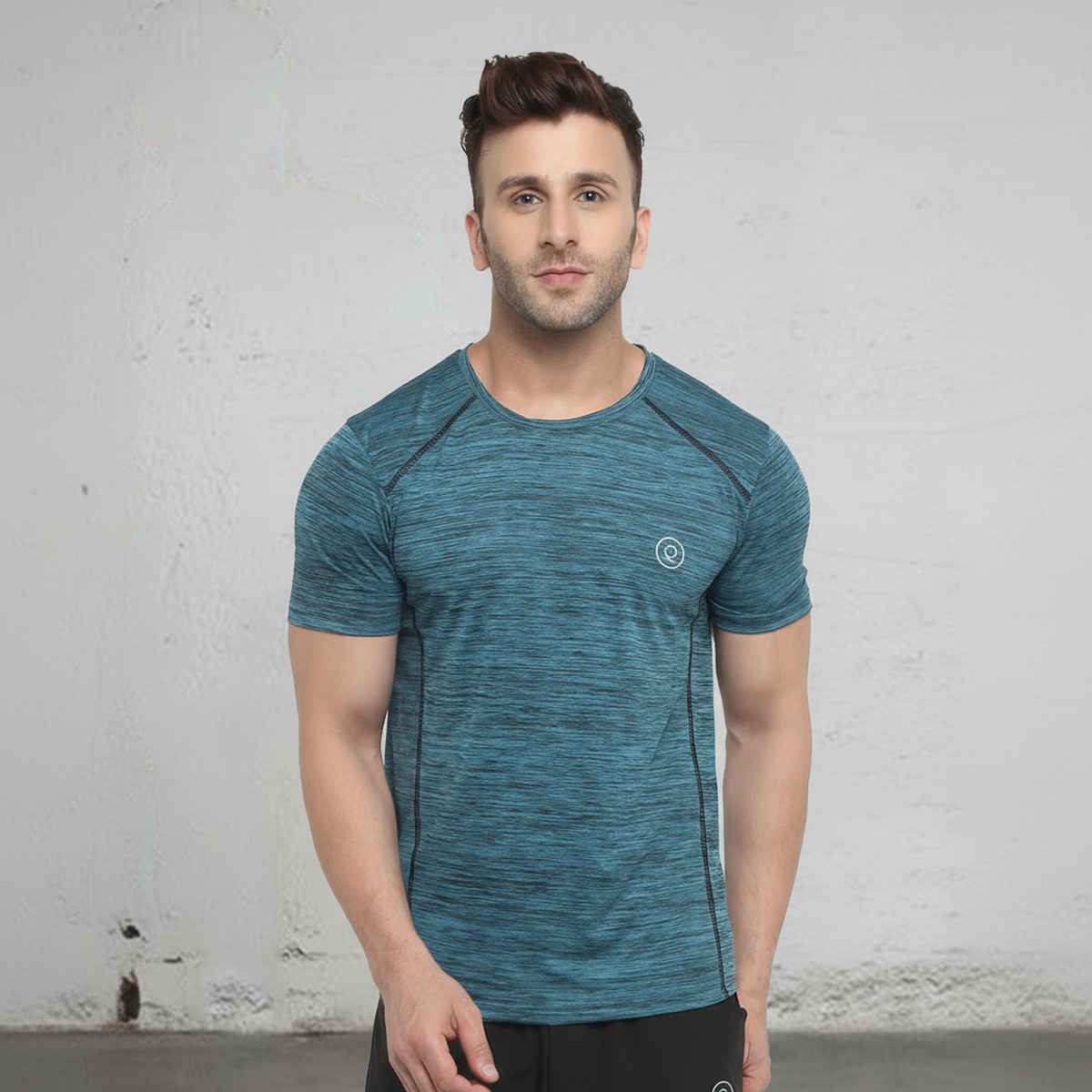 Chkokko Men's Round Neck Regular Fit Half Sleeves Gym T-shirt | Seagreen - S