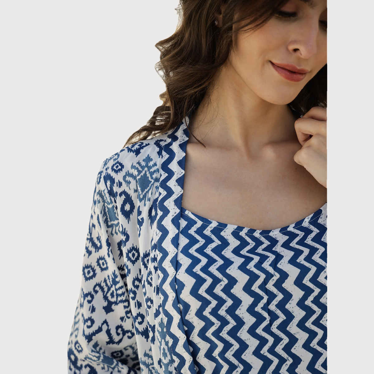 Sanskrutihomes Women Blue Printed Night Suit SE-NSP-671 | XL