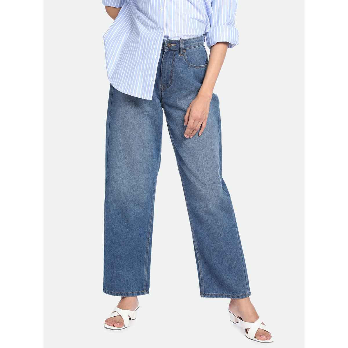 DL Women's Relaxed Fit High-Rise Light Fade Pure Cotton Jeans | DLWJNW23018 | Indigo - 28