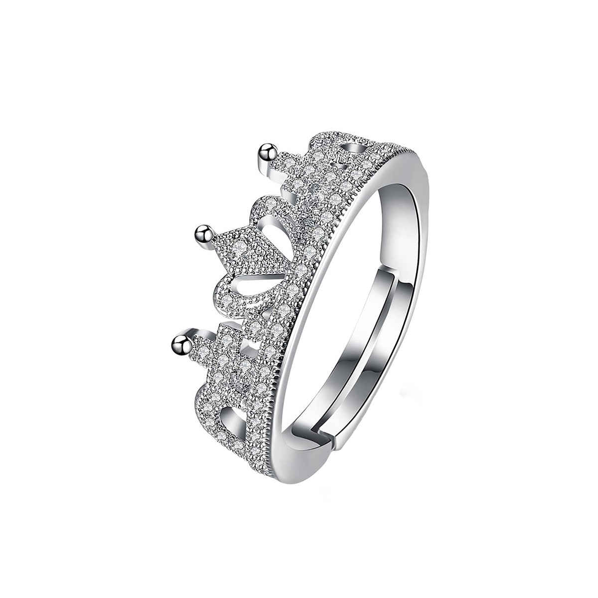 Yellow Chimes Silver-Plated White Austrian Crystal-Studded Finger Ring