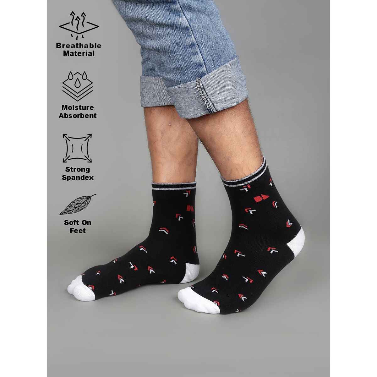 Dennis Lingo Men's Patterned Cotton and Spandex Ankle Socks | Assorted - Free Size