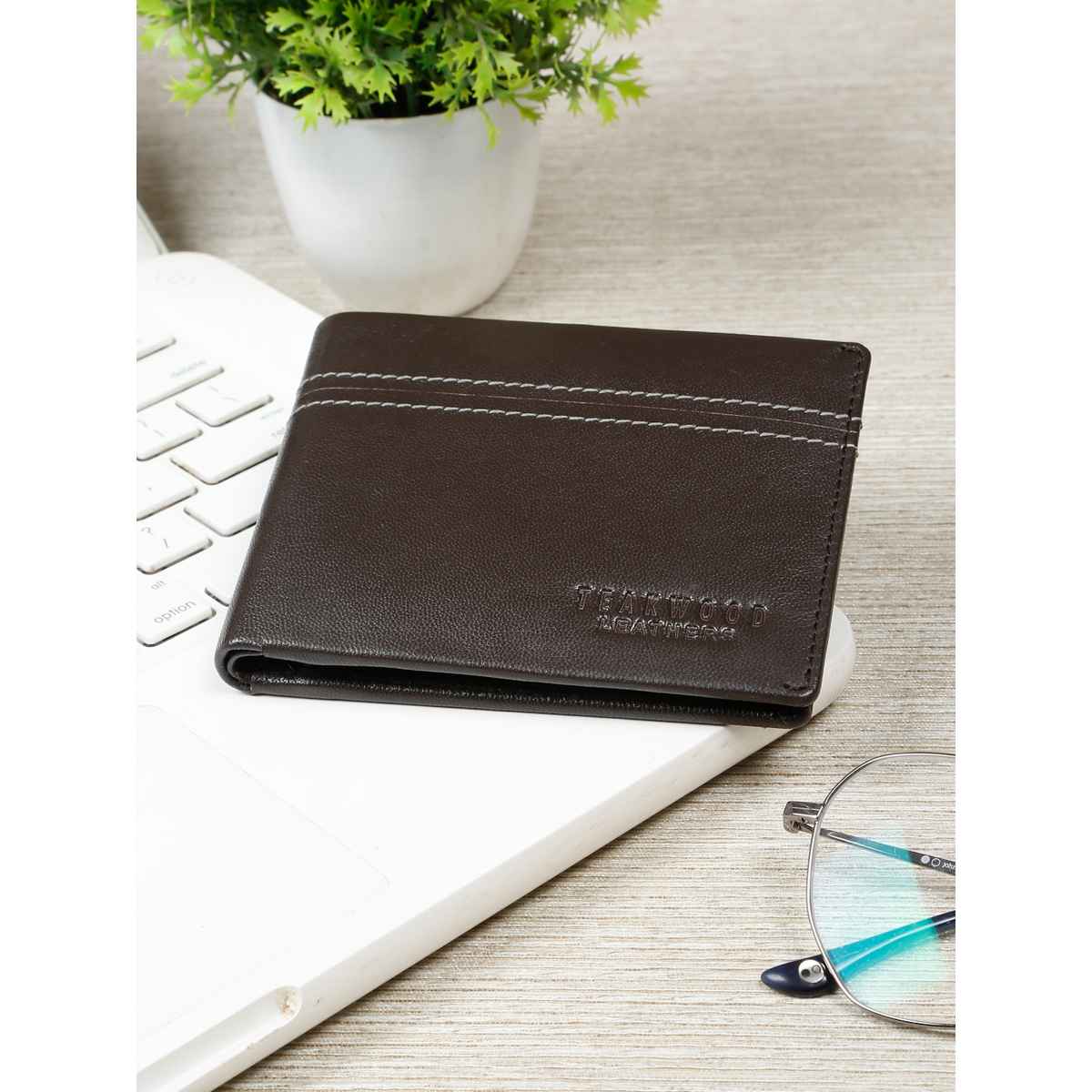 Teakwood Men's Solid Genuine Leather Wallet | Brown - One Size