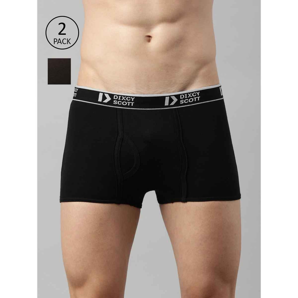 Dixcy Scott Men's Solid 100% Combed Cotton Outer Elastic Waistband Short Trunk | Multicolour - S