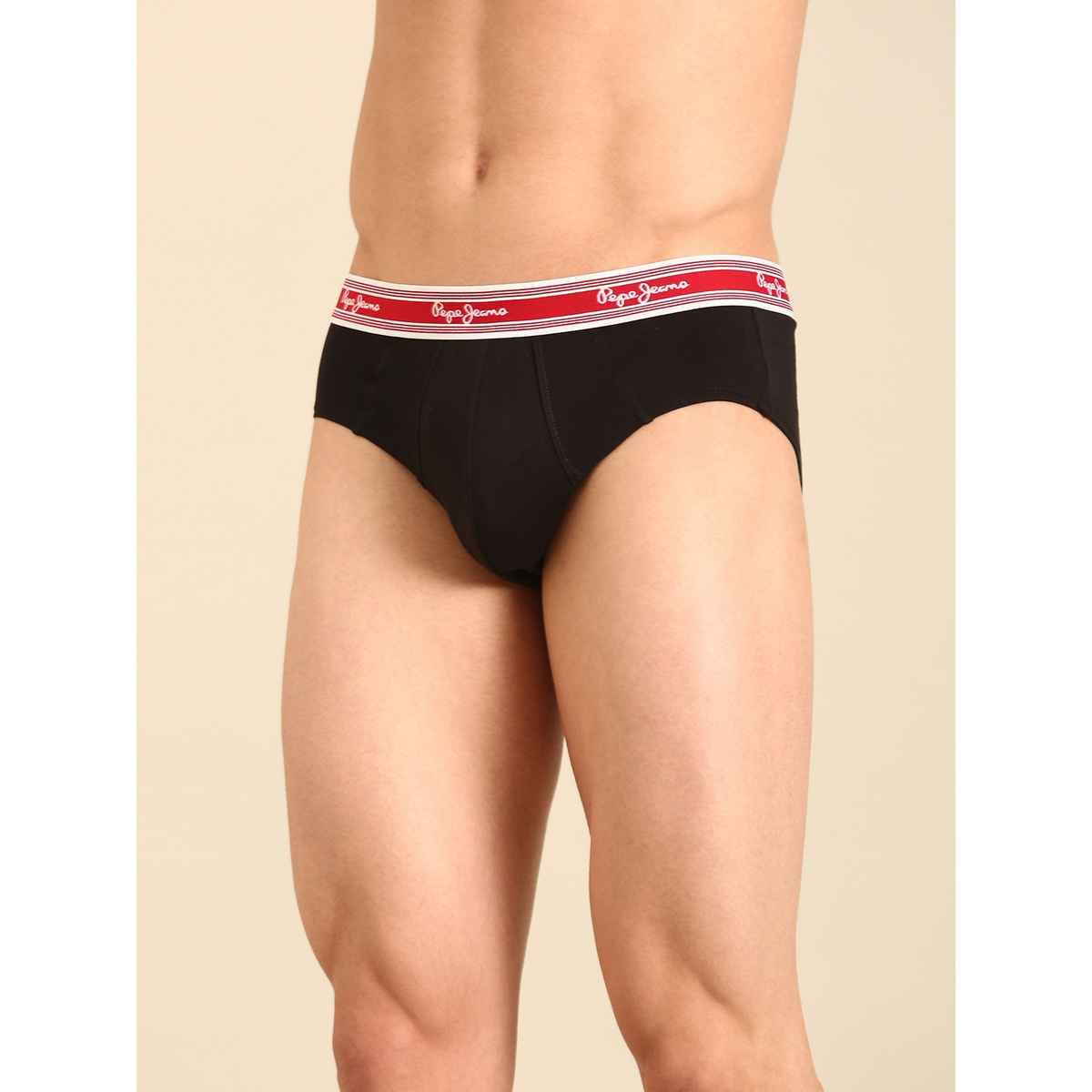 Pepe Jeans Mens Black 100% Cotton Solid Brief  - Pack of 1 (XXL) Comfort Fit, Soft Fabric