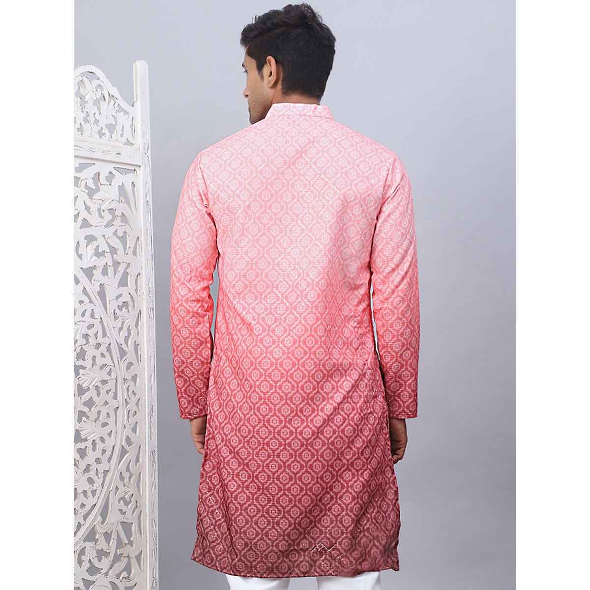 Jompers Men's Kurta | Ko 5074 | Coral - XL