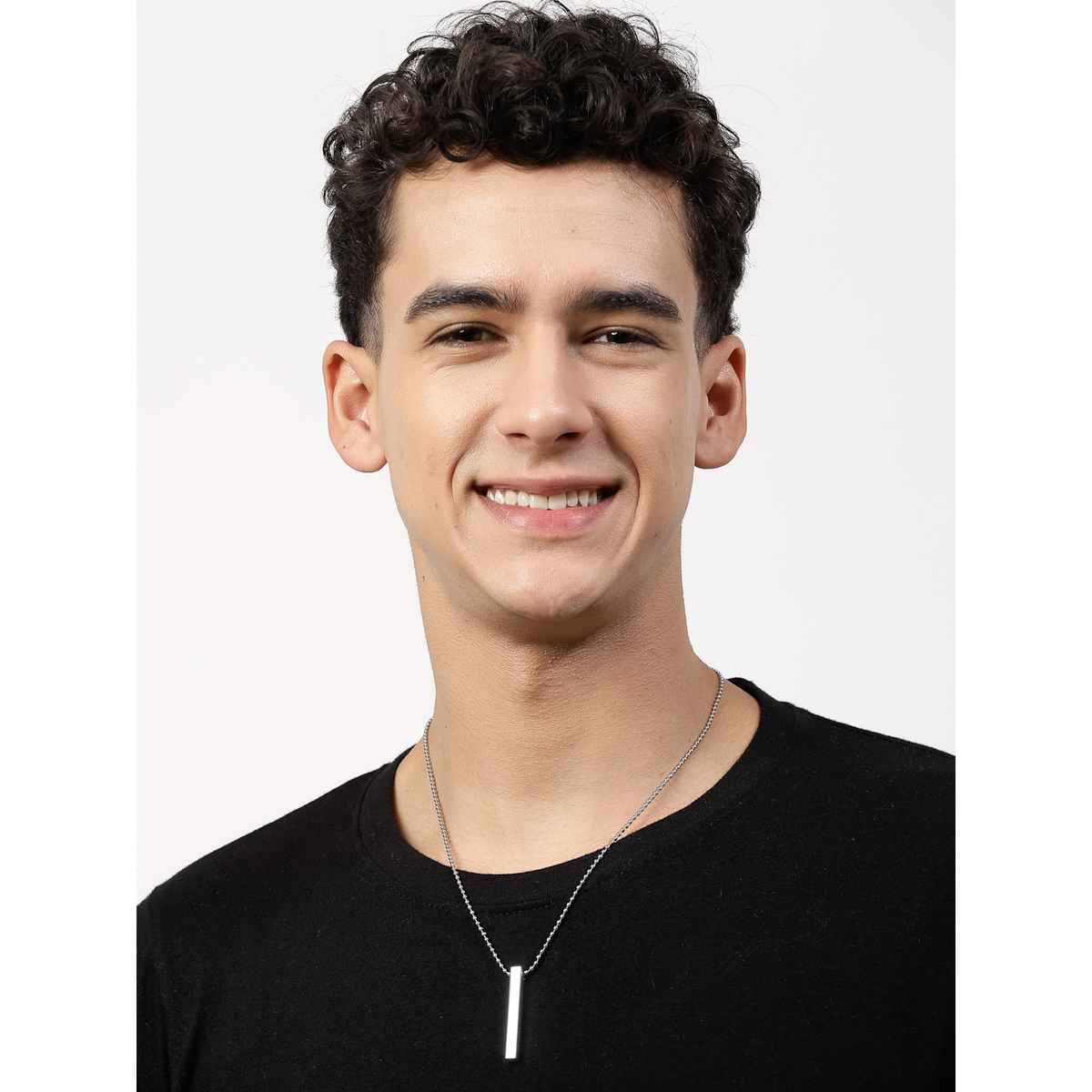 NVR Men's Silver - Toned Stainless Steel Rhodium Plated Chain With Pendant | NVR2112