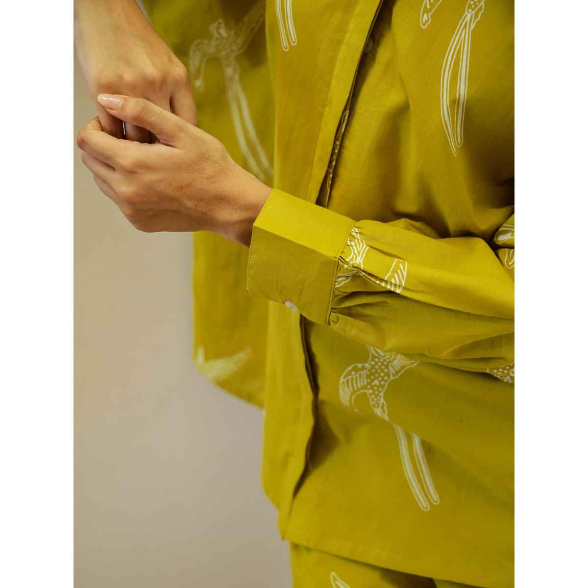 Sanskrutihomes Women Printed Mustard Night Suit SE-NSP-715 | M