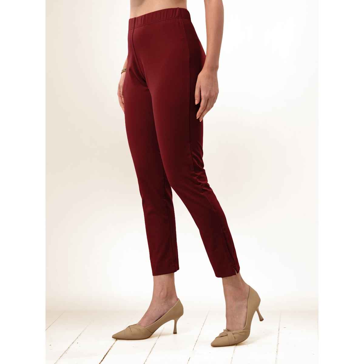 Lyra Women's Straight Pant Premium | Maroon - S