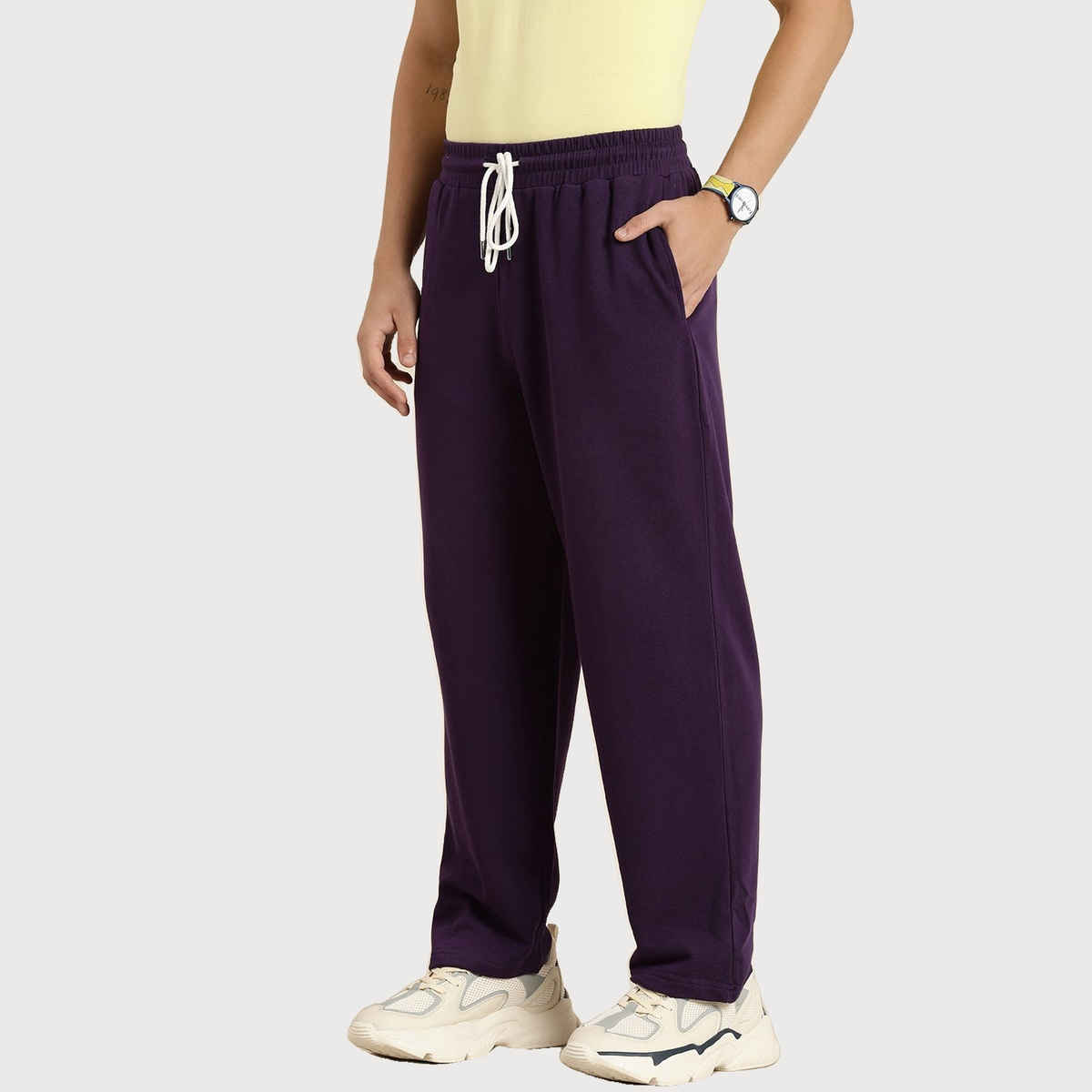 Dillinger Men's Lightweight Relaxed Fit Baggy Knitted Track Pants | Purple - XL
