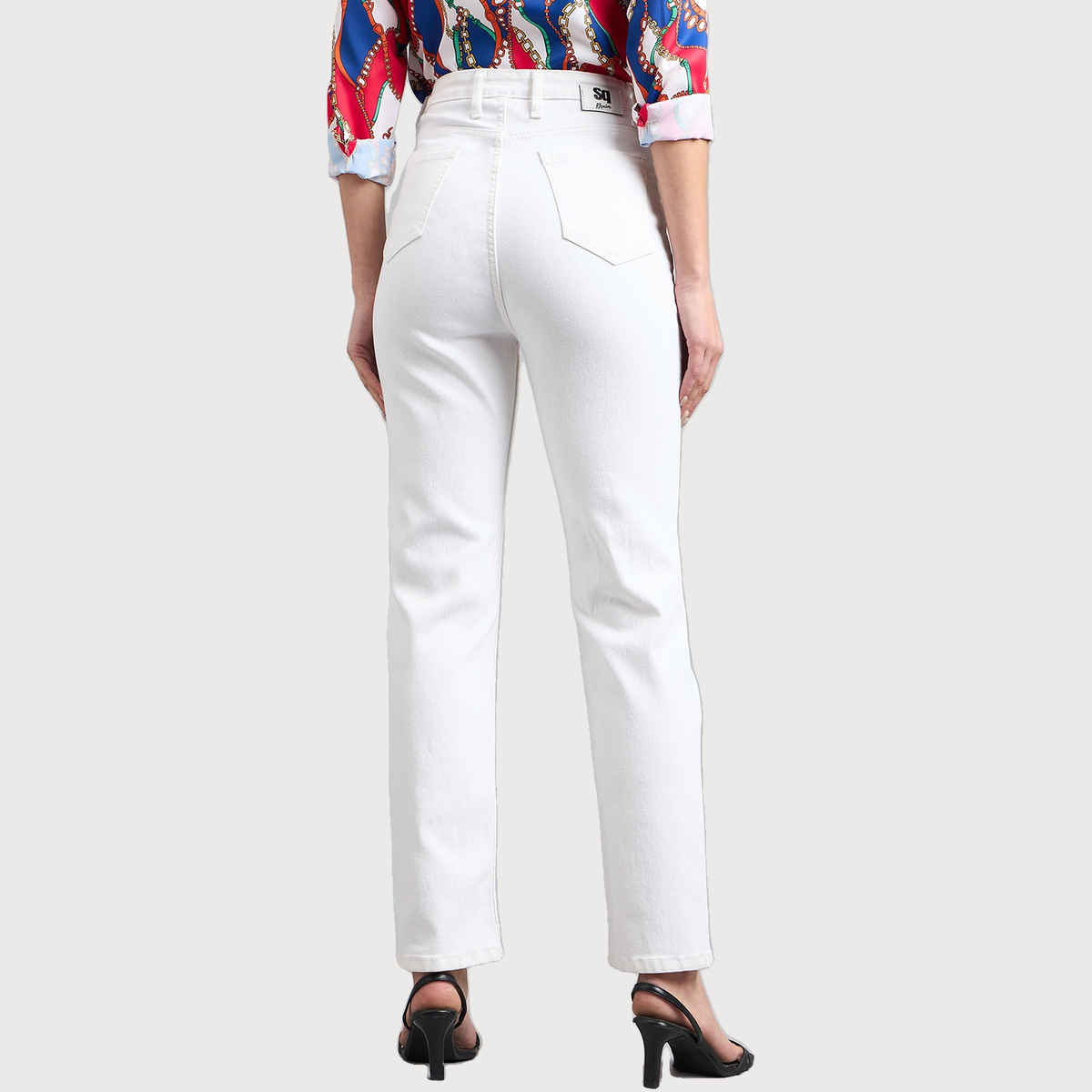 Style Quotient Women Straight Fit High Rise Stretchable Jeans | 28 | SS24SQJOPLIN - White