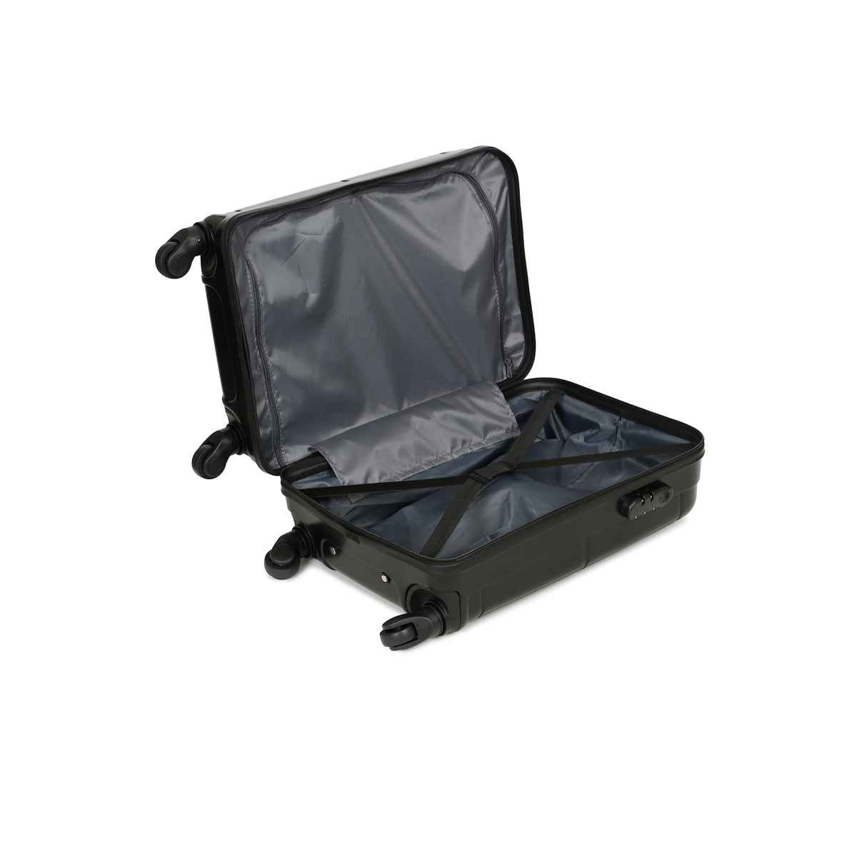 Teakwood Textured PP 48 L Telescopic Hard Luggage | Black - 55 cm