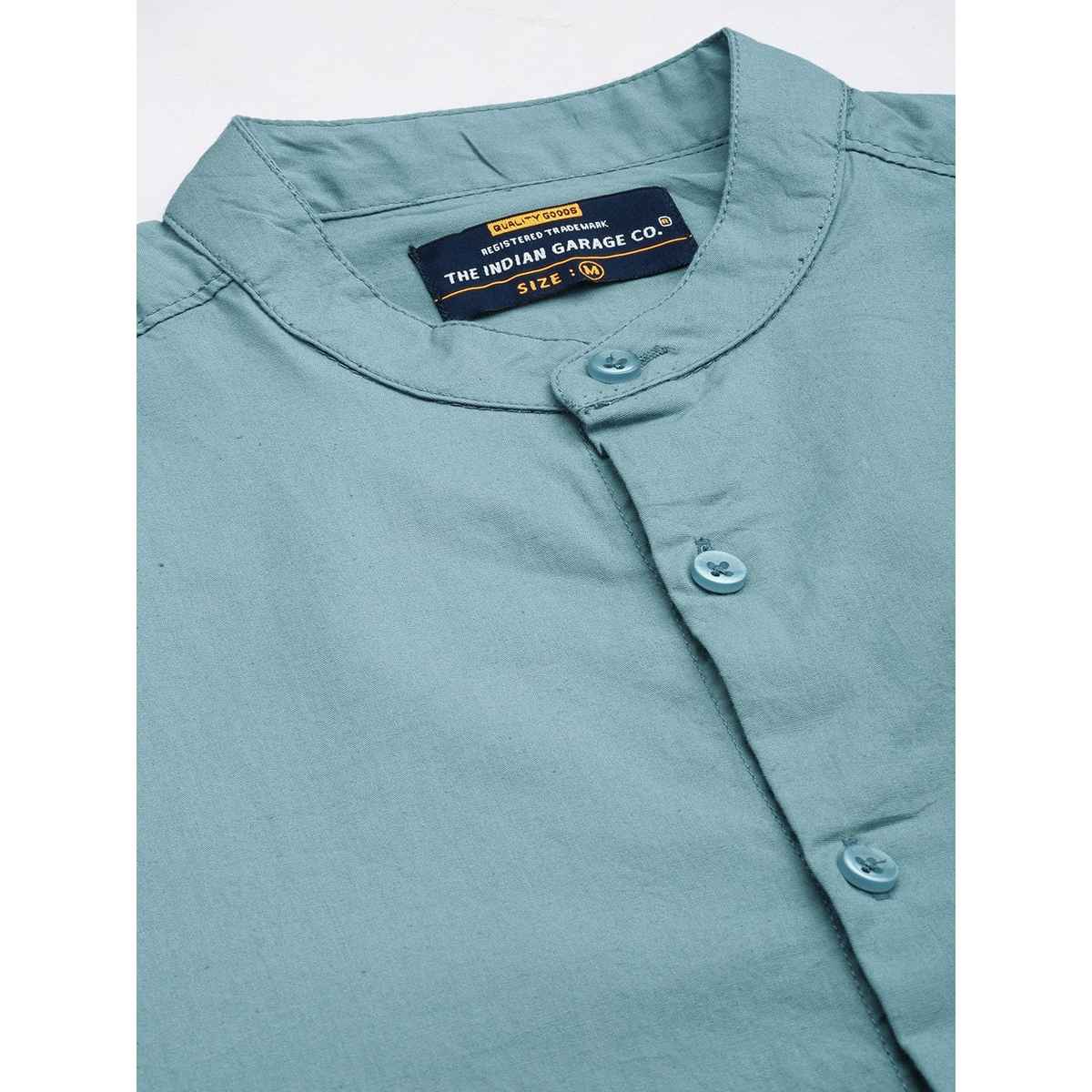 The Indian Garage Co Men's Regular Fit Solid Casual Shirt | Blue - 2XL