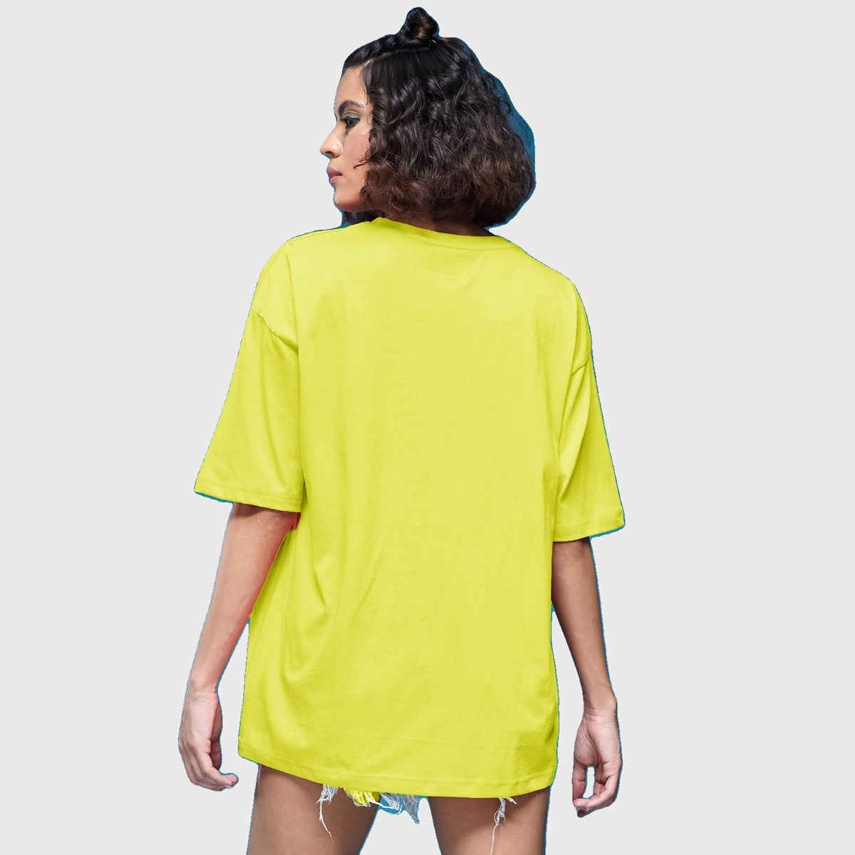 Smartees Women's Oversize Printed T-shirt | WW - 2058 | Lemon - M