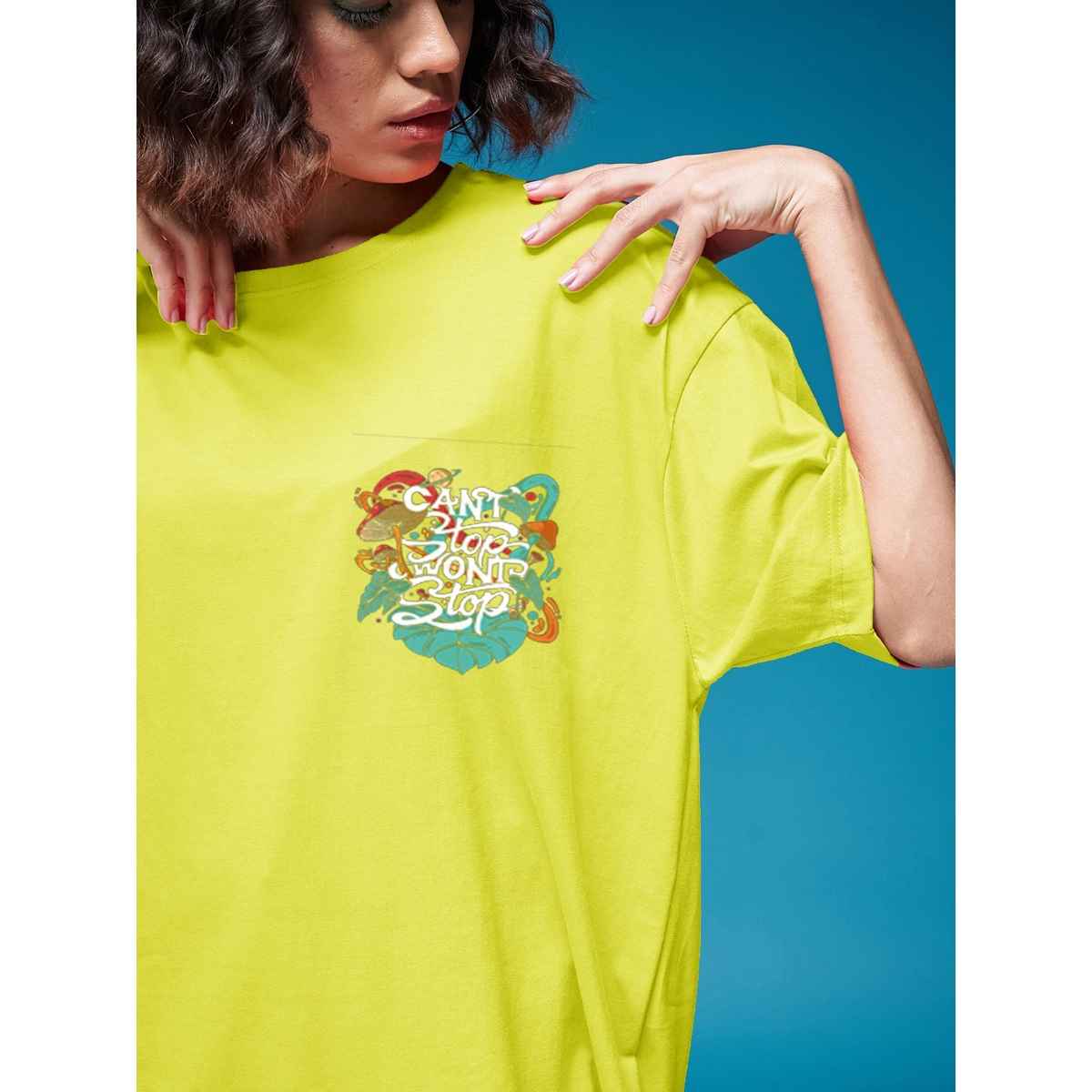 Smartees Womens Oversize Printed T-shirt | WW - 2030 | Lemon | M