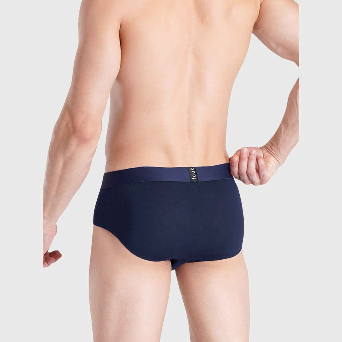 Fcuk Glo Park Royal | Men s Solid Briefs Pack of 2 | Jet Black | Dark Sapphire | XL