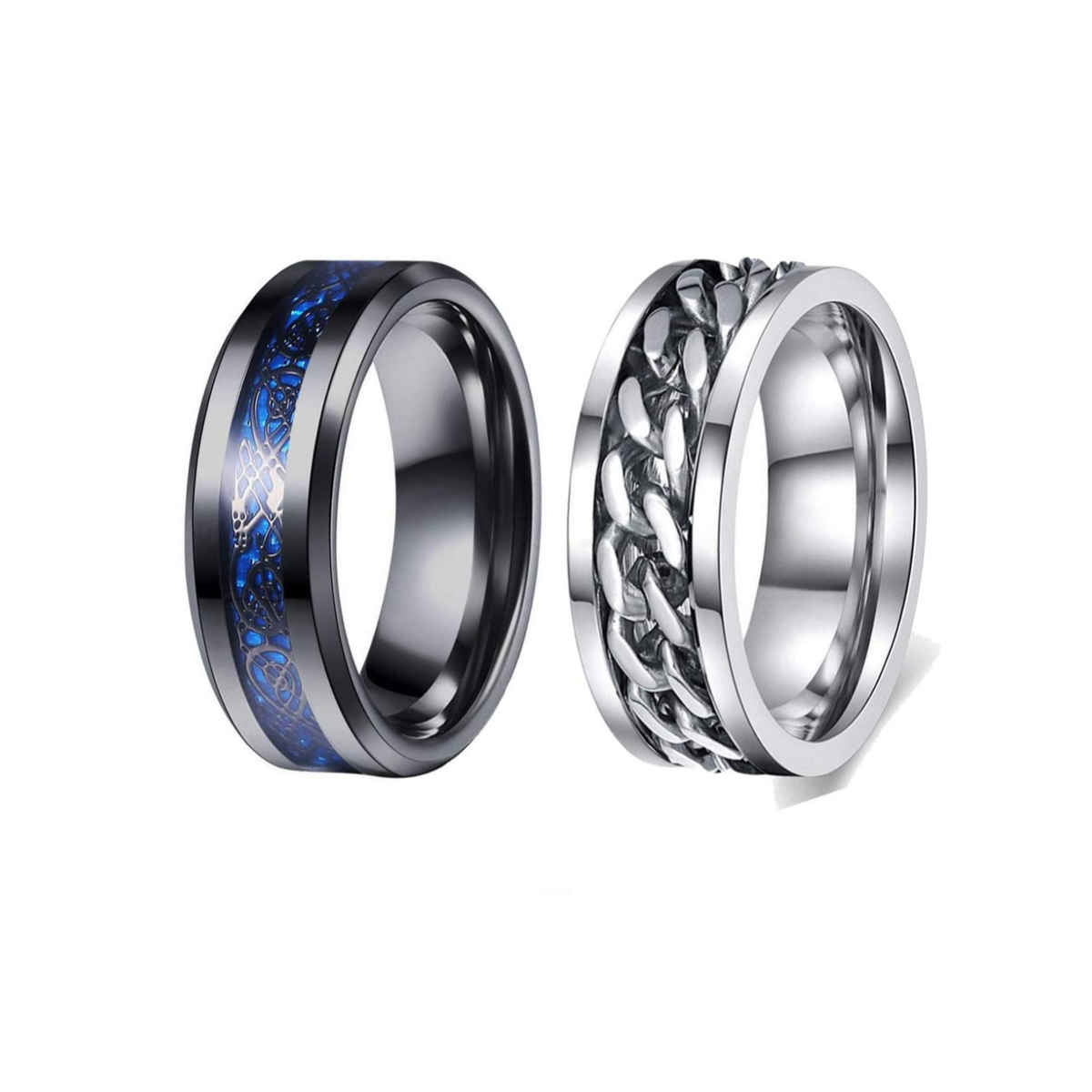 YouBella Silver Plated Stainless Steel Ring Combo Jewellery for Men (YBRG - 20112)