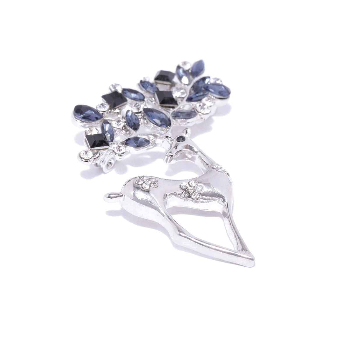 Youbella Crystal Jewellery Silver Plated Brooches For Women (Silver) (Yb - Brooch - 78)