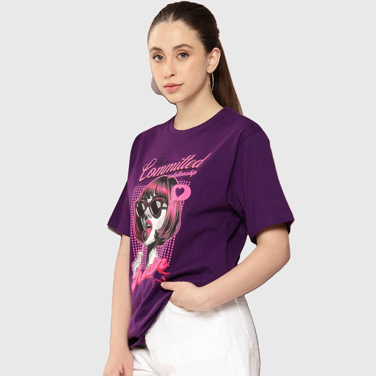 Dillinger Women's Oversized Printed T-shirt | WMNOVR046GRL | Lavender - M