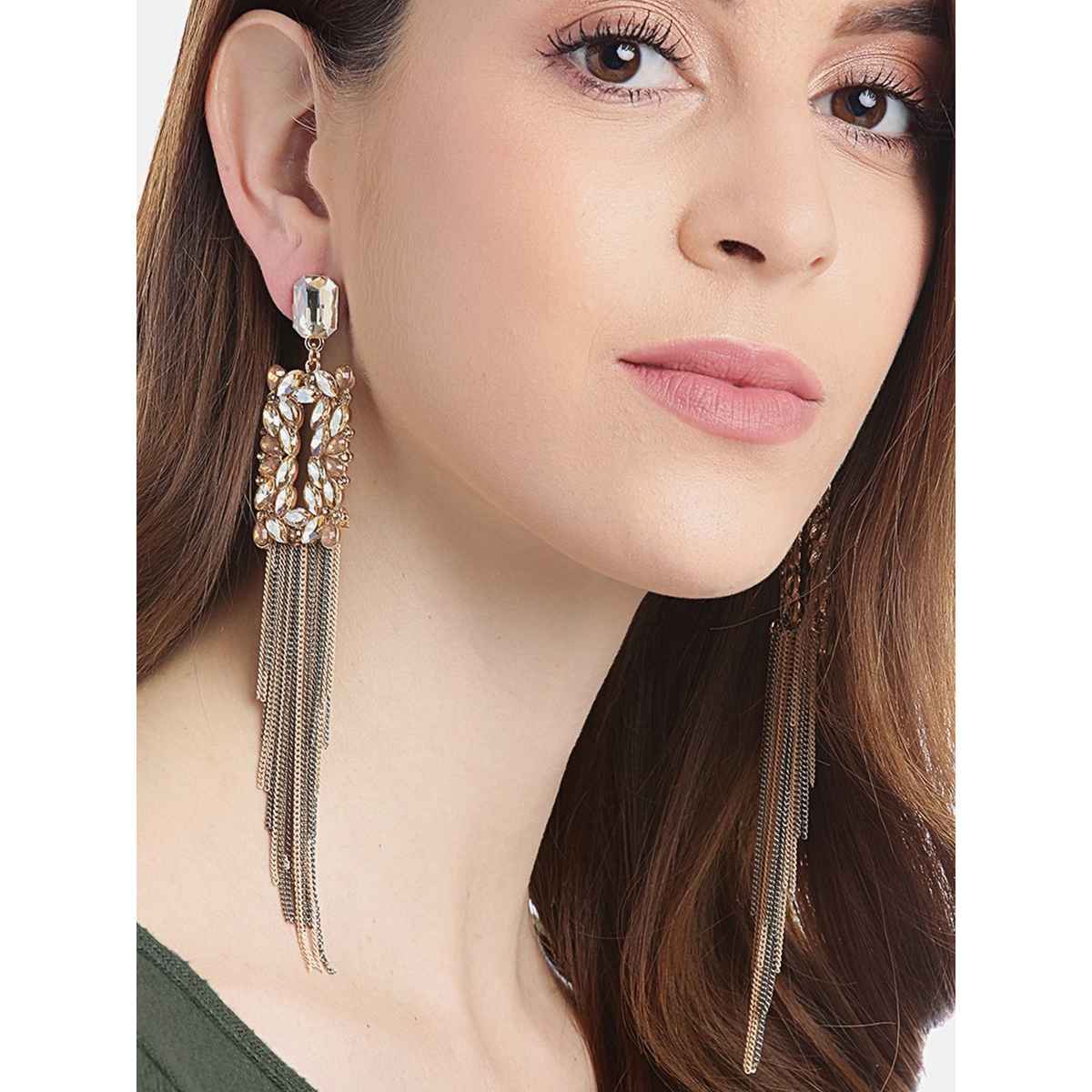 Youbella Jewellery Earings Crystal Tassel Handmade Earrings For Girls And Women (Brown)(Ybear - 32804)