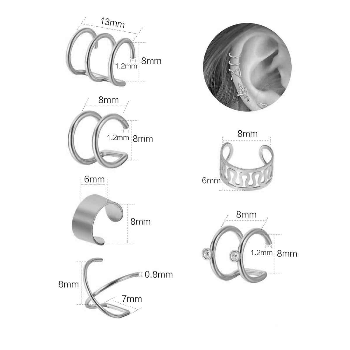 YouBella Fashion Latest Stylish 36 Pcs Combo Clip On Ear Cuff for Women Girls Men (YBEAR - 33415)