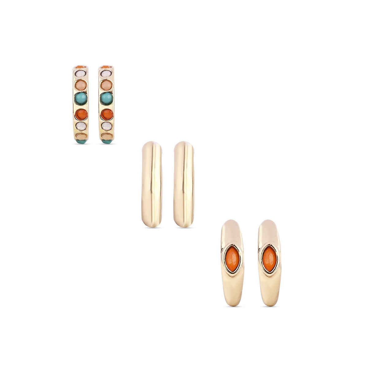 Accessorize London Women's Multi Set Of 3 Huggie Brights Gem Hoops Earring - Multi
