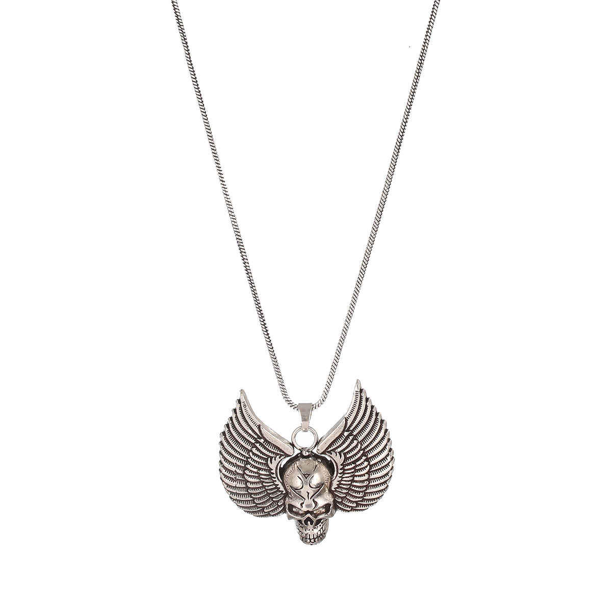 Priyaasi Bold by Priyaasi Skull got Wings Silver-Plated Pendant Chain for Men