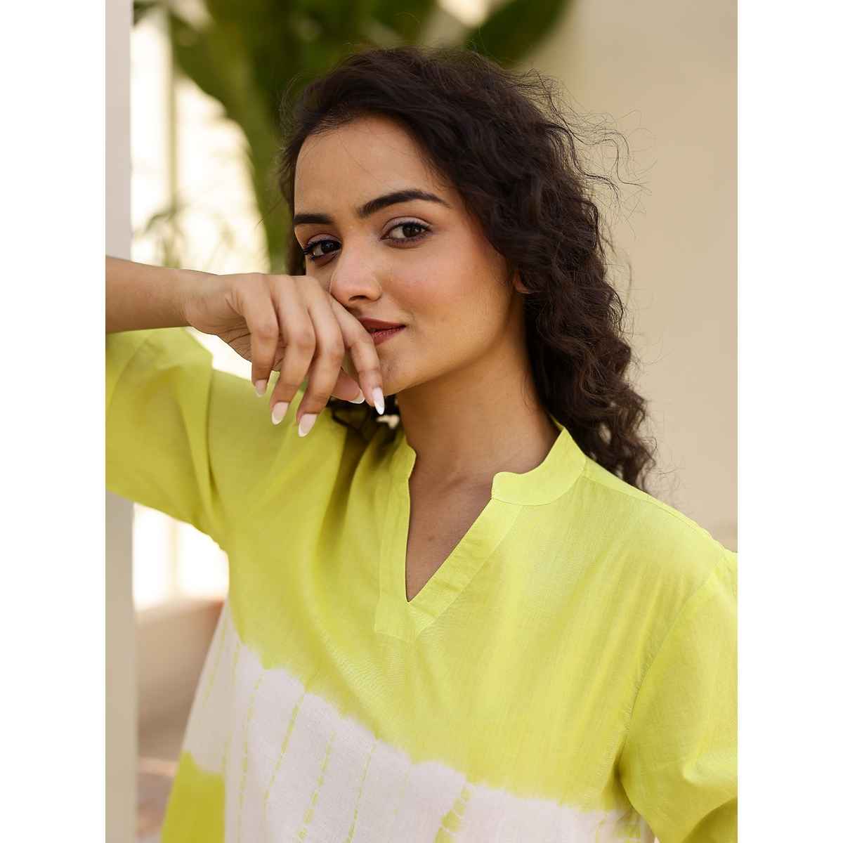 Sanskrutihomes Yellow Tie and Dyed Pure Cotton Night Suit | M
