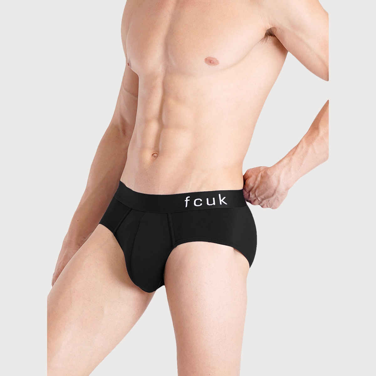 Fcuk Glo Park Royal | Men s Solid Briefs Pack of 2 | Jet Black | Dark Sapphire | XL