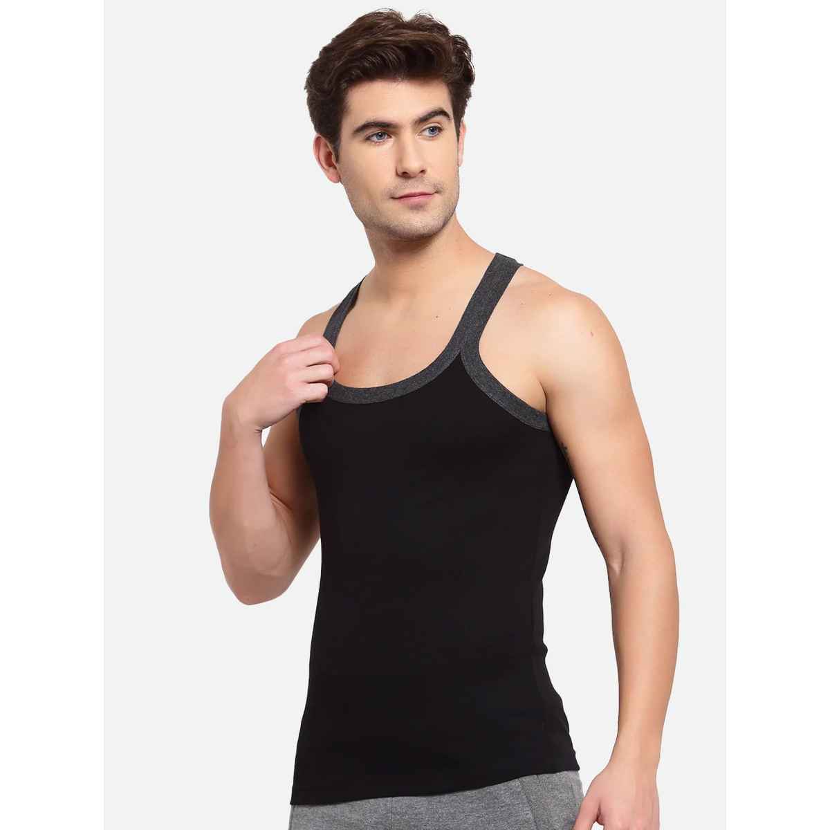 Sporto Pack Of 2 Men Vest | Black,Grey - M