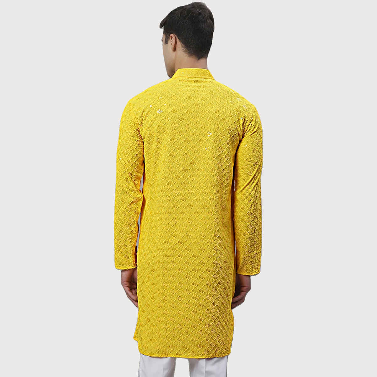 Jompers Embroidered and Sequence Kurtas for Men s | KO 695 Yellow | S