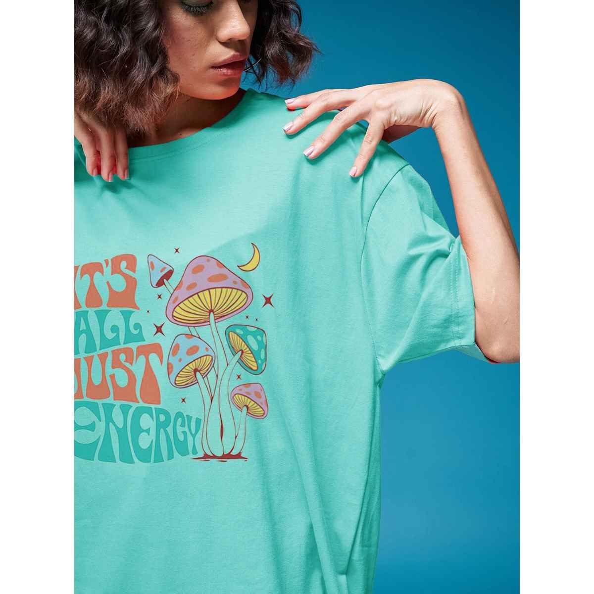 Smartees Womens Oversize Printed T-shirt | WW - 2054 | Sea Green - M