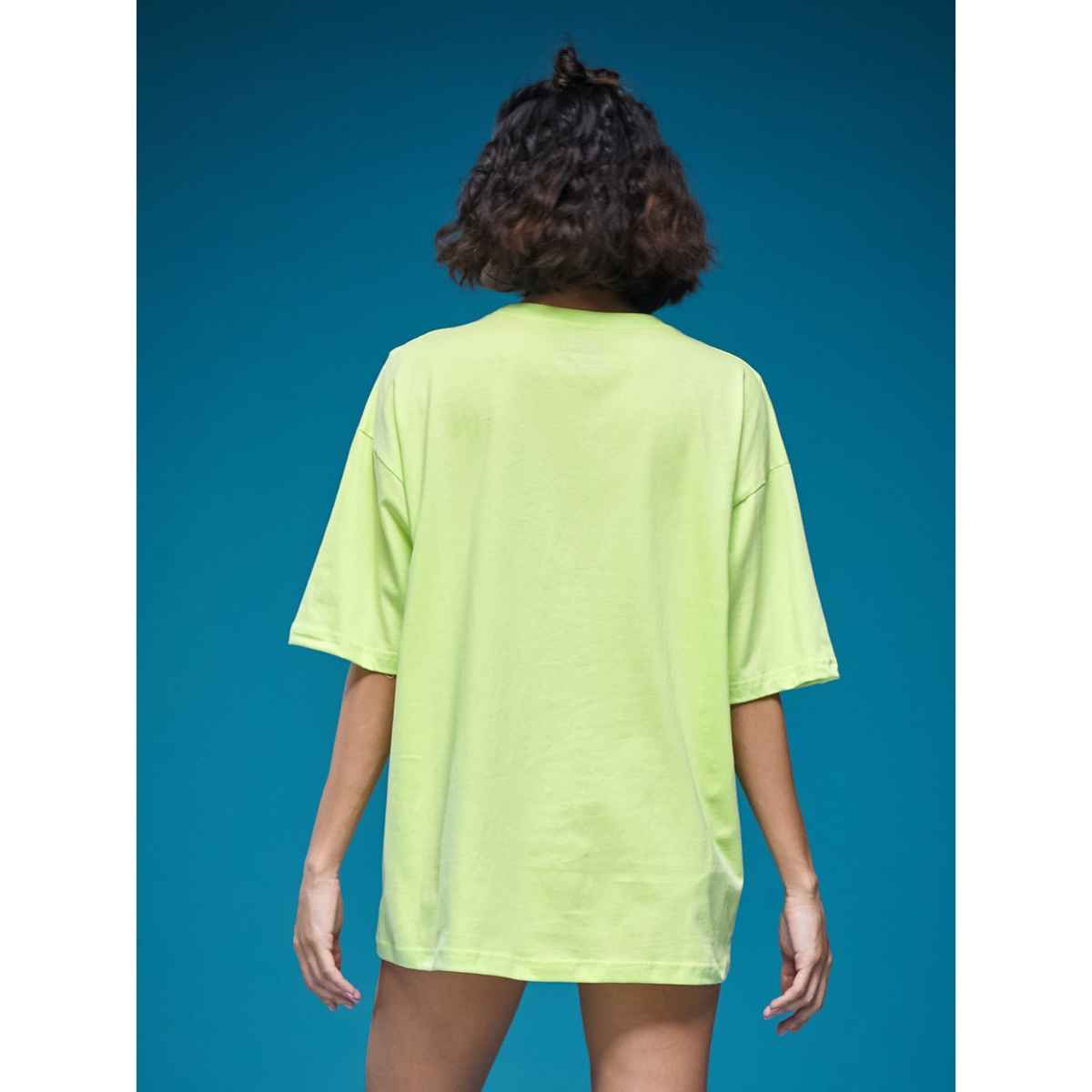 Smartees Women's Oversize Fit Printed T-shirt | Green - M