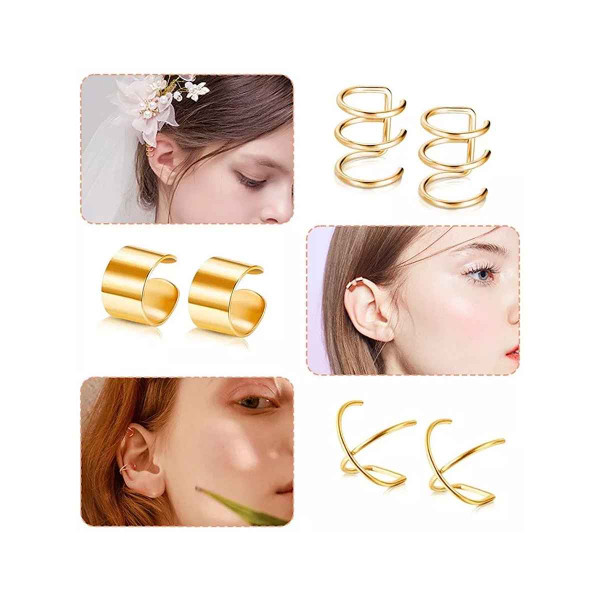 YouBella Fashion Latest Stylish 12 Pcs Combo Clip On Ear Cuff for Women Girls Men (YBEAR - 33414)