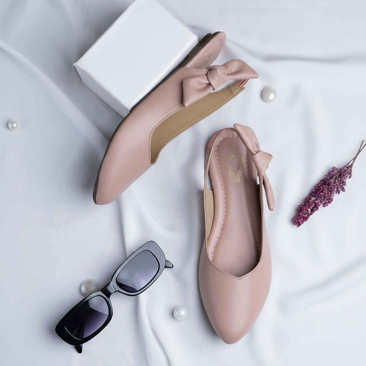 Shoetopia Casual Side Bow Detailed Pink Flat Belly For Women | UK 5