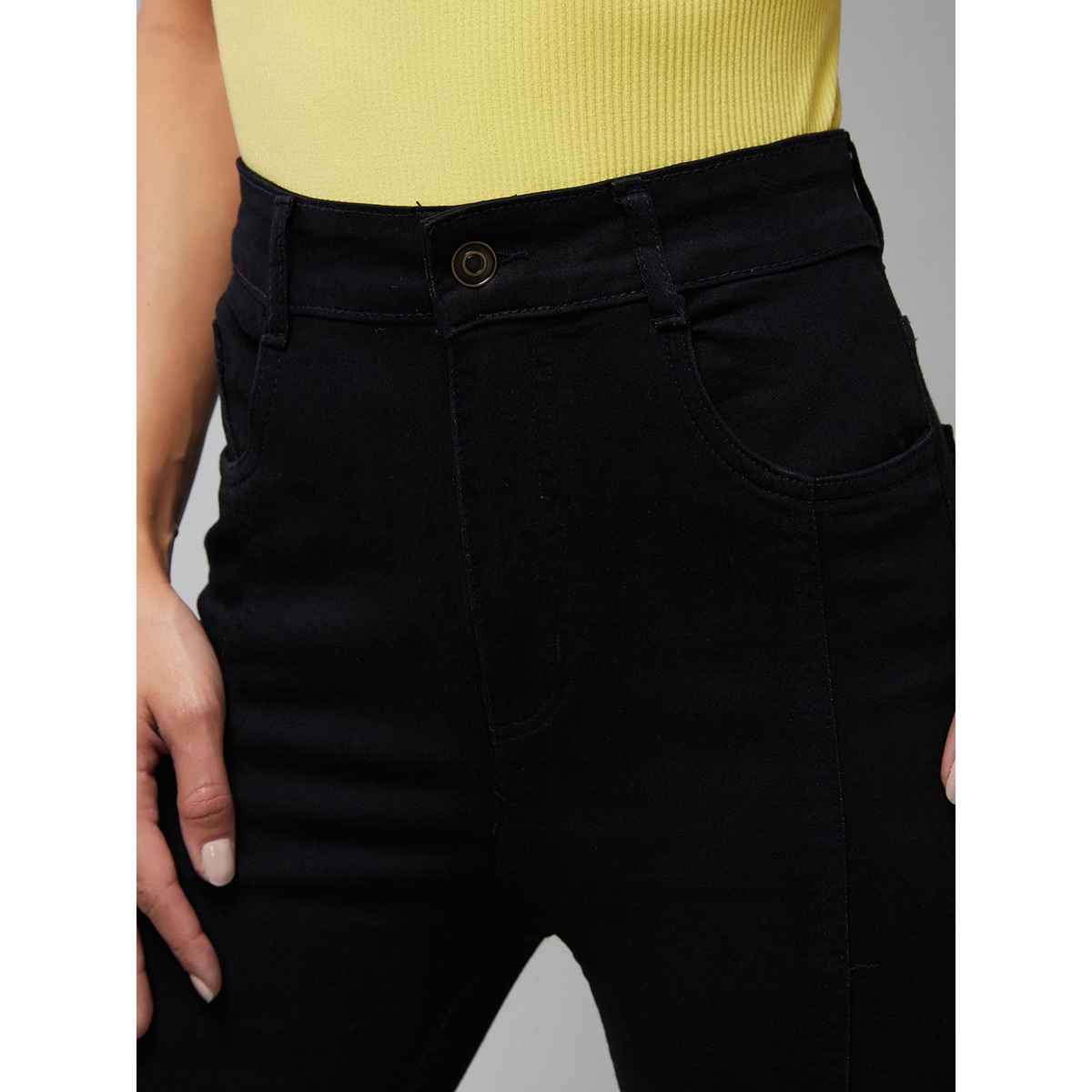 Miss Chase Women s Stinging Scorpion Slitted Bootcut Jeans | Black | 28