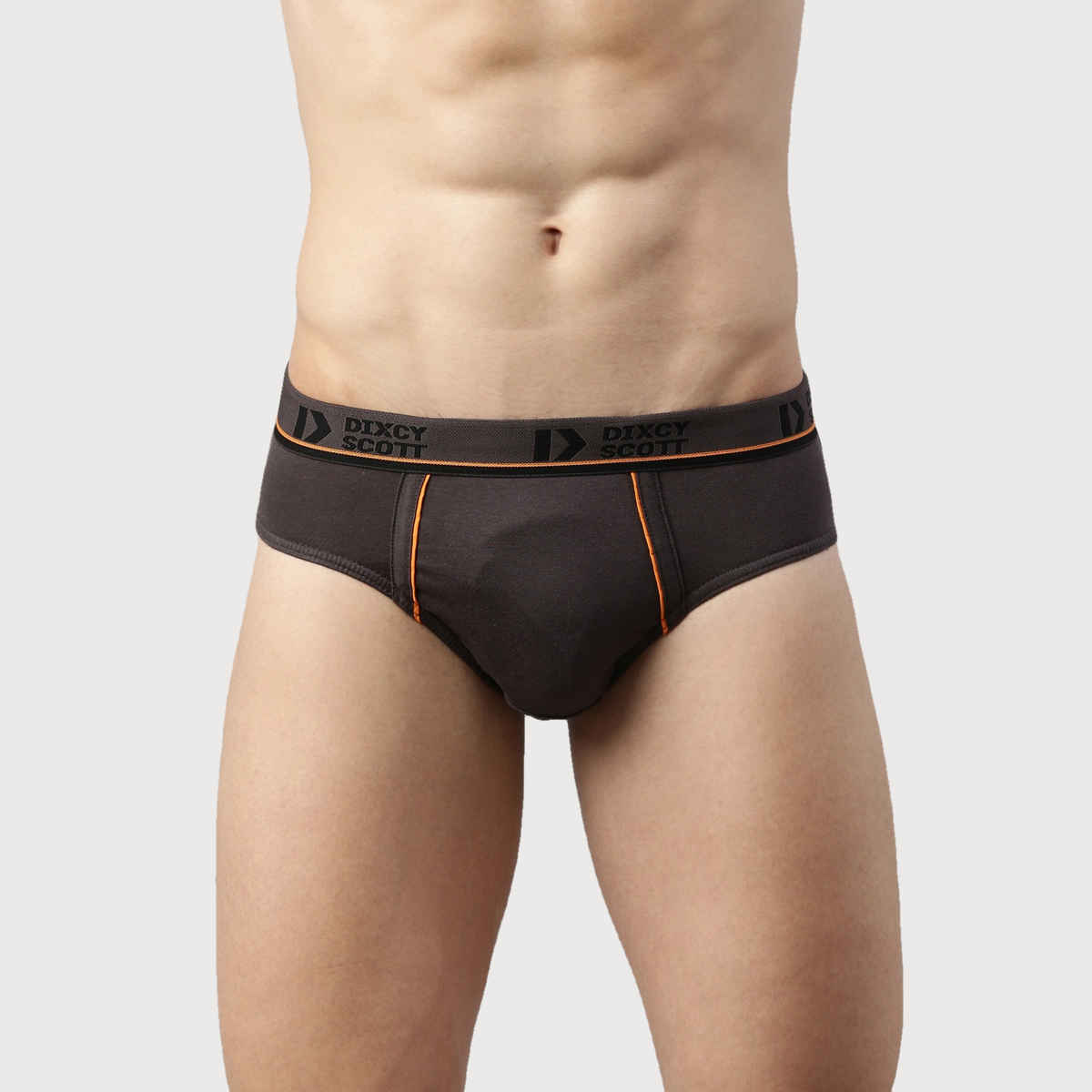 Dixcy Scott Men's Solid 100% Combed Cotton Mid Rise Outer Elastic Waistband Brief | Multicolour - S