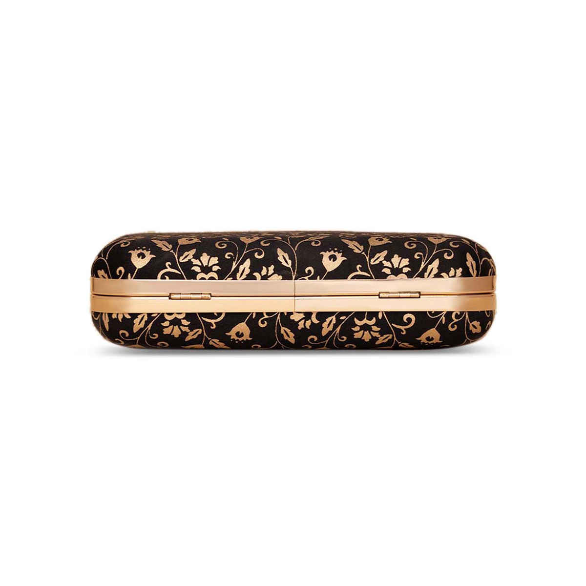 Zouk Srinagar Garden Clutch - Black and Golden