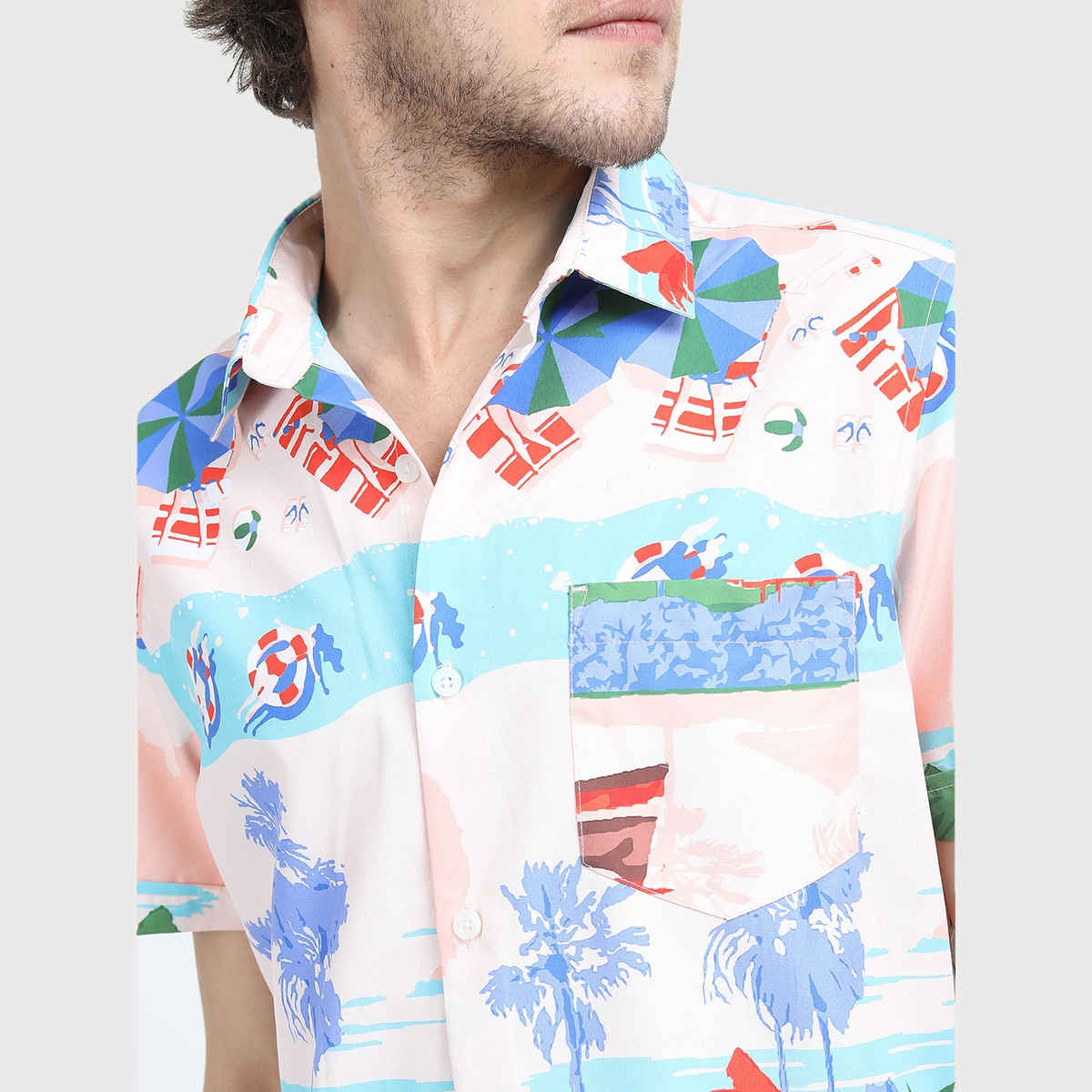 Highlander Men's Slim Fit Floral Printed Casual Shirt - Pink Multi | S