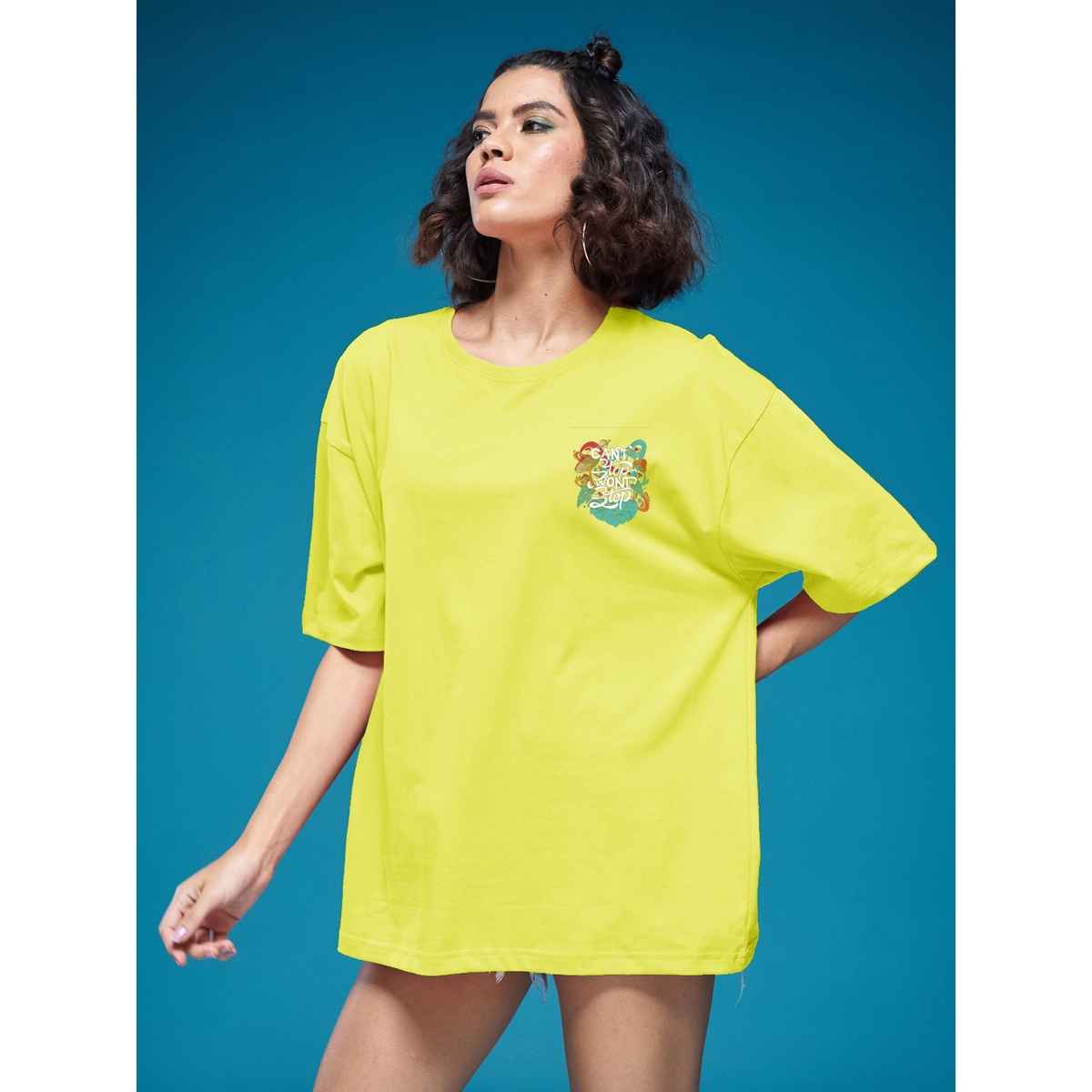 Smartees Womens Oversize Printed T-shirt | WW - 2030 | Lemon | M