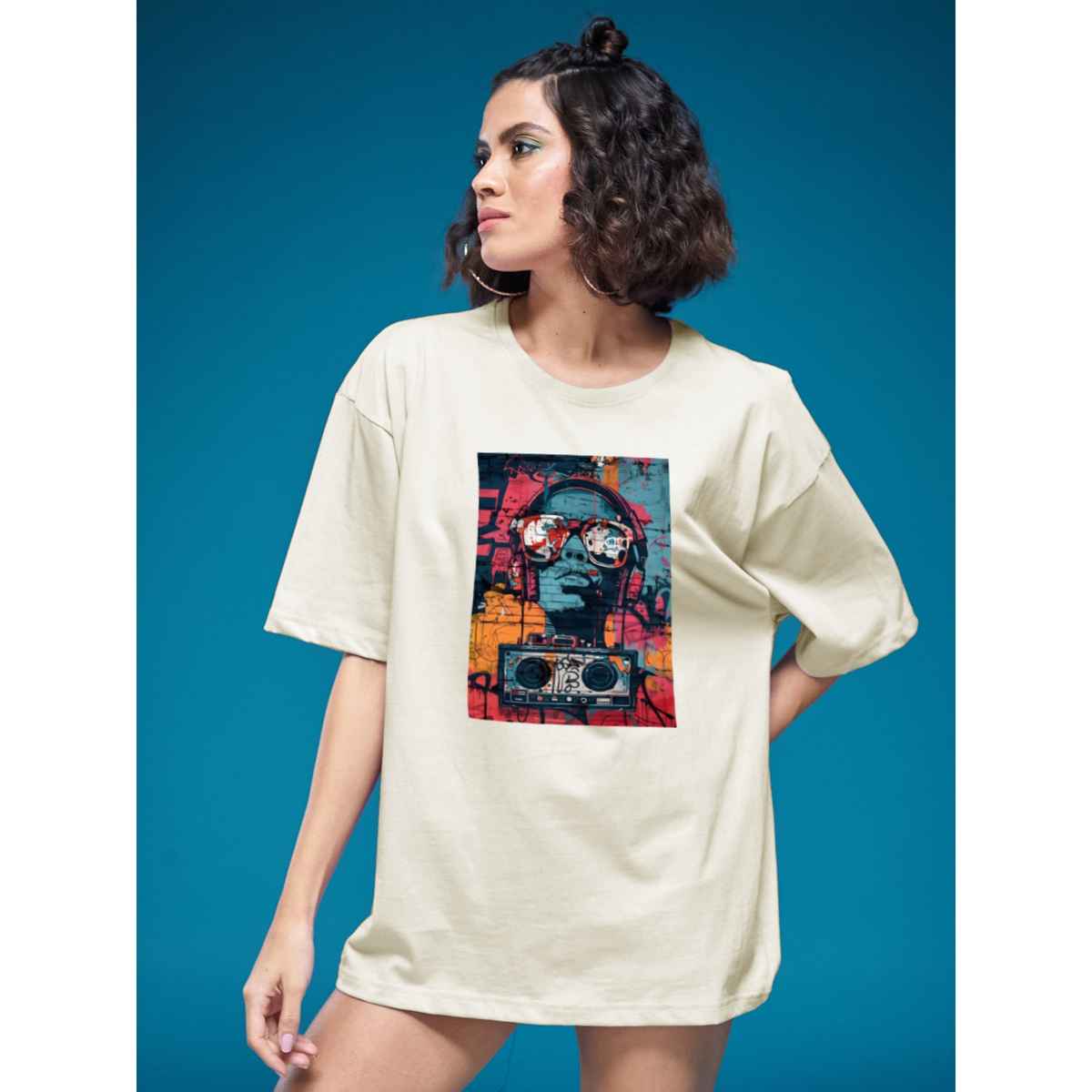 Smartees Womens Oversize Printed T-shirt | WW - 2025 | Skin | M
