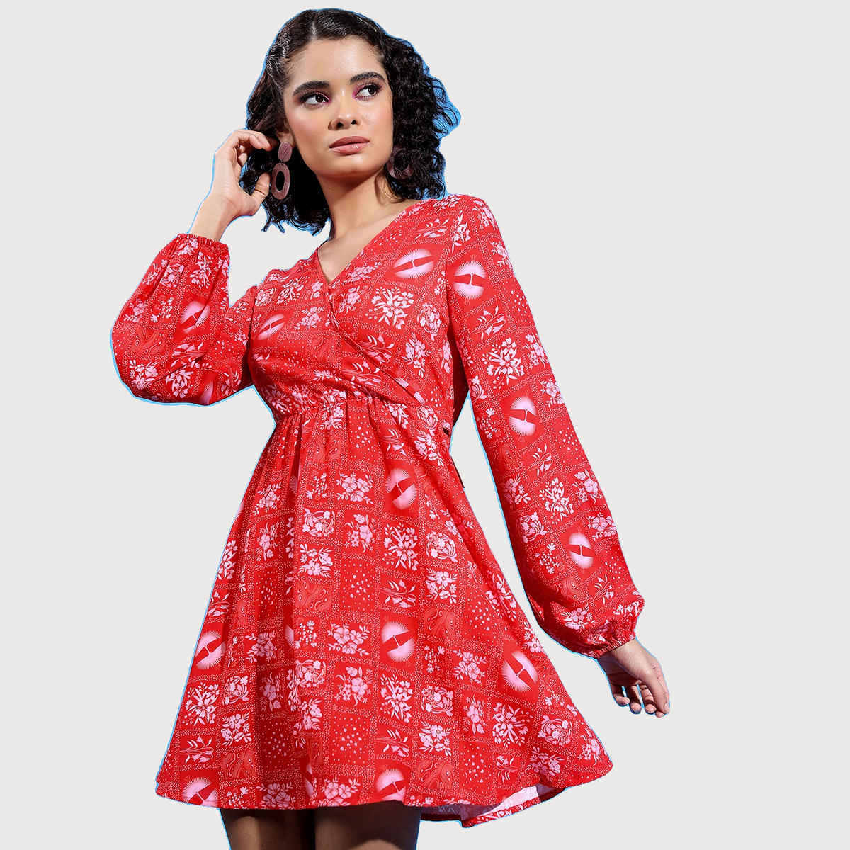 Ketch Women's Floral Printed Fit & Flare Dress | Red - M