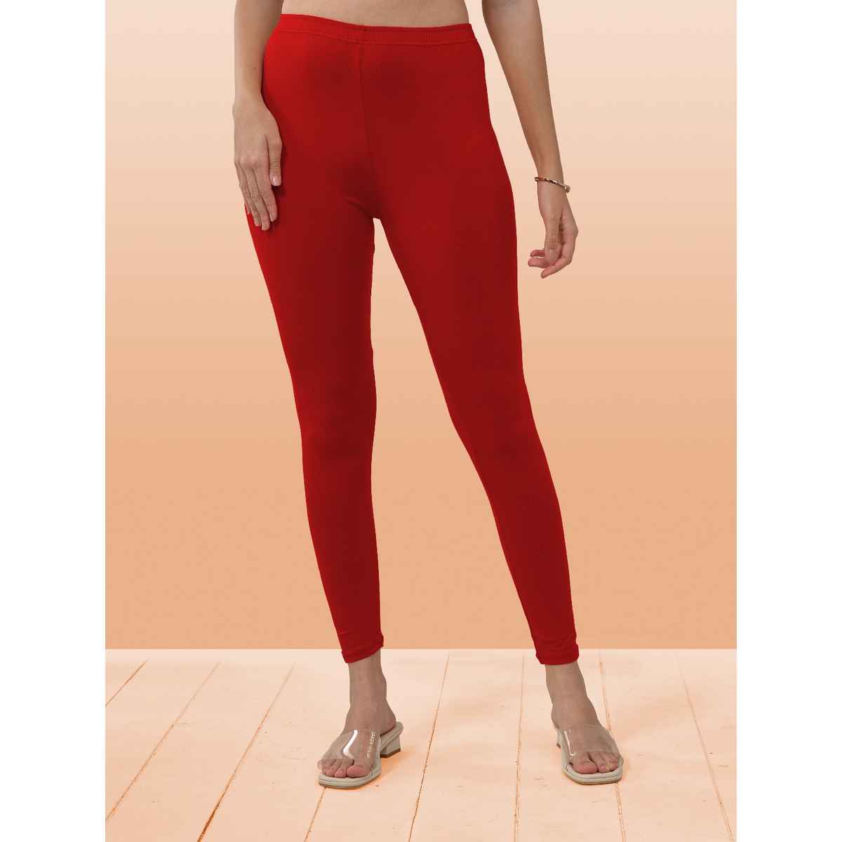 Lyra Women's Leggings Ankle Length | Red - Free Size