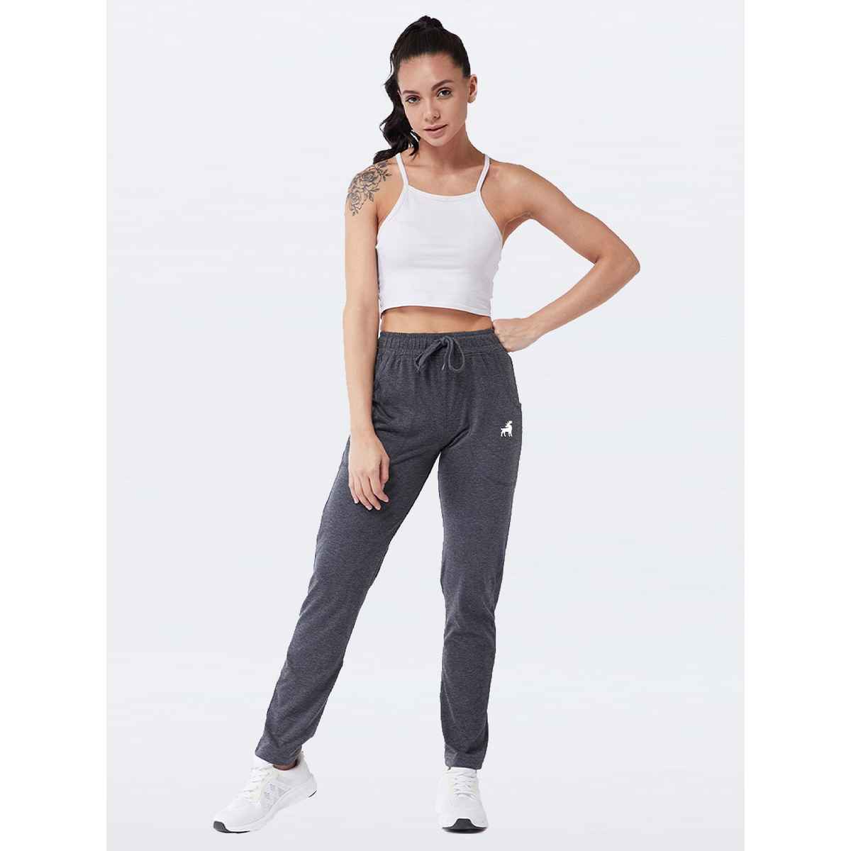 Modeve Women's Regular Fit Track Pants | Anthra - 2XL