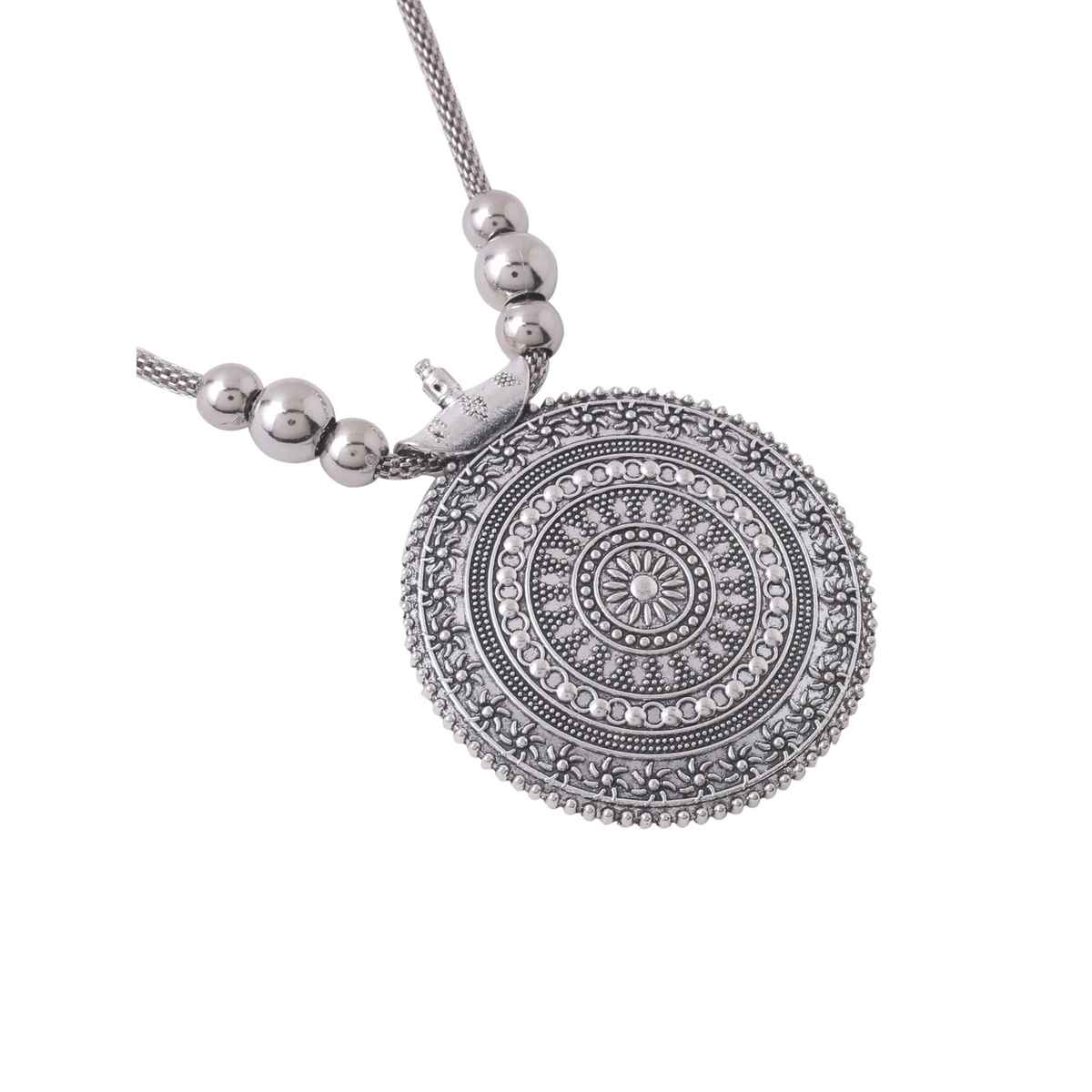 NVR Silver Toned Oxidised Necklace | NVR2054