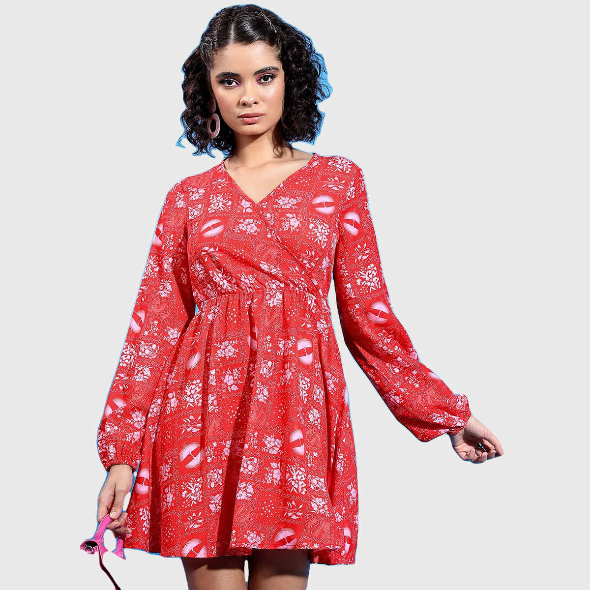 Ketch Women's Floral Printed Fit & Flare Dress | Red - M