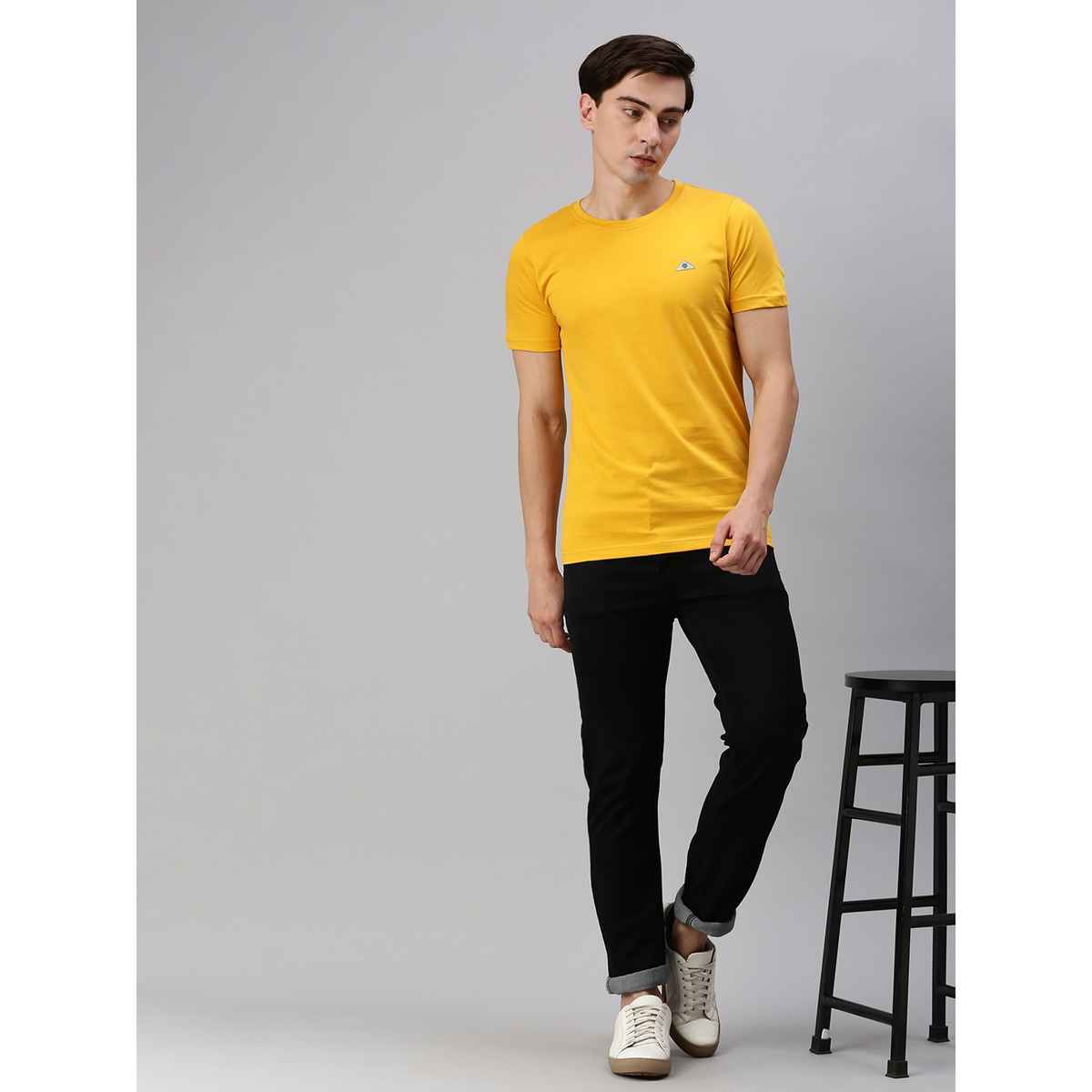 Onn Men's Platina Pure Comfort Supima Cotton Round Neck T-Shirt | Mustard - M